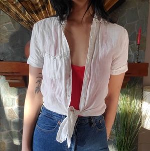 Your Neighbors sheer button tee